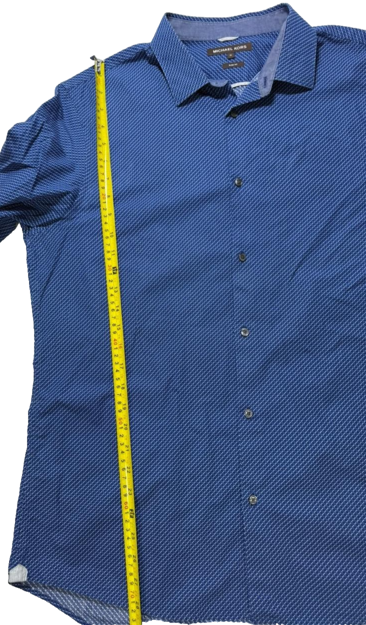Michael Kors Men's Blue Dress Shirt XL Slim Fit Long Sleeve 100% Cotton Casual
