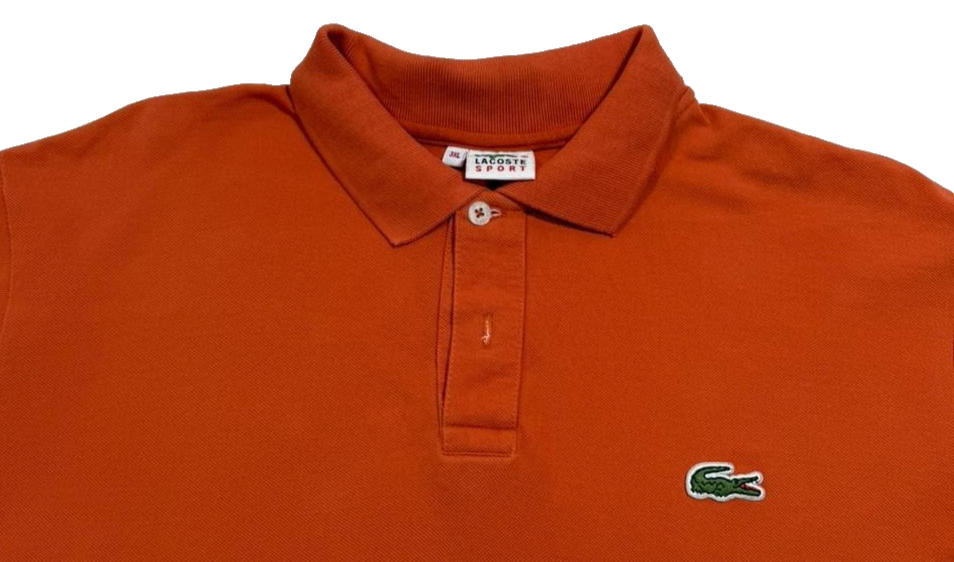 Men's Orange Lacoste Sport Polo Shirt With Button Collar - Size 3Xl