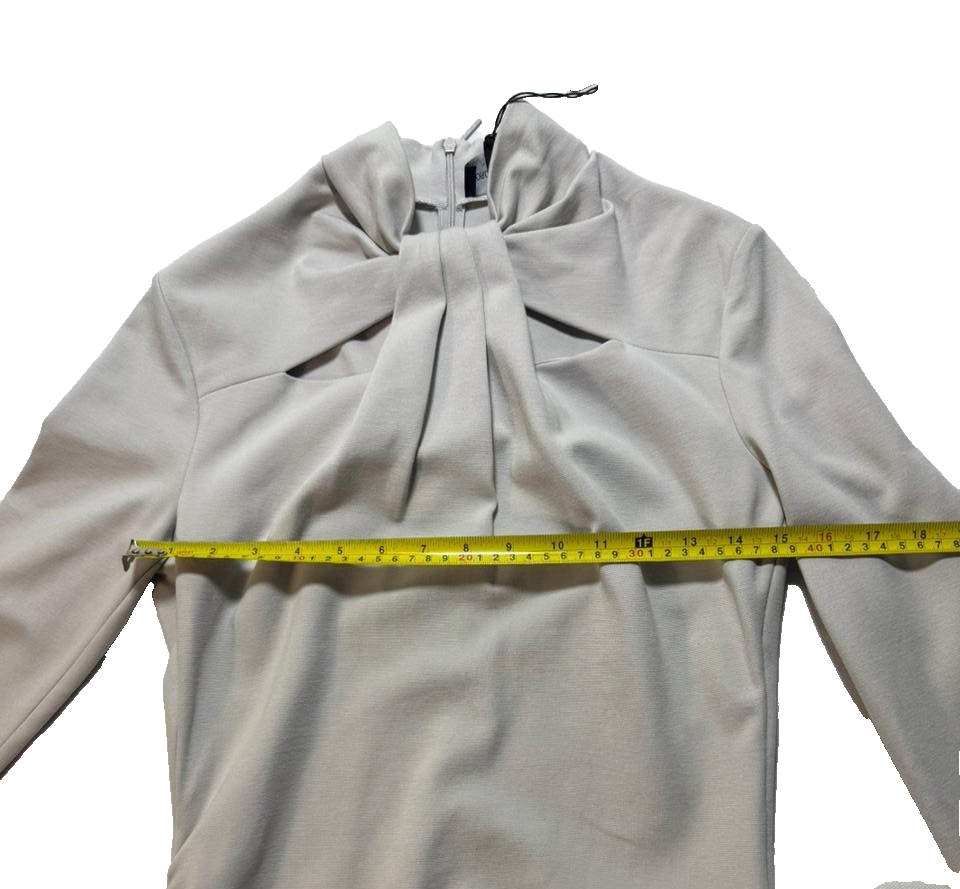 BNWT Giorgio Armani High Neck Tie Detail Midi Dress Long Sleeve Ruched Size 44