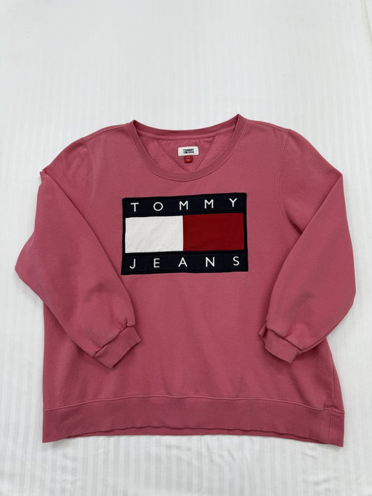 Tommy Jeans Youth Pink Hoodie – Size L, Logo, Pullover