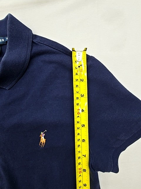 Ralph Lauren Unisex Navy Polo Shirt Short Sleeve Button Cotton M