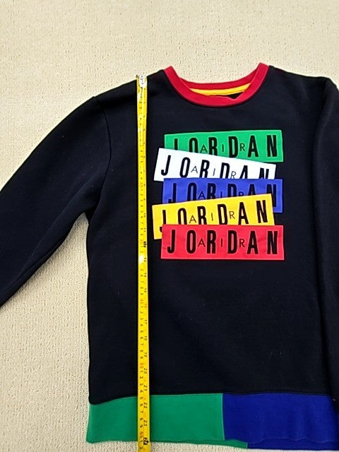 Jordan Boys XL Black Crew Sweatshirt Colorful Logo Graphic Pullover