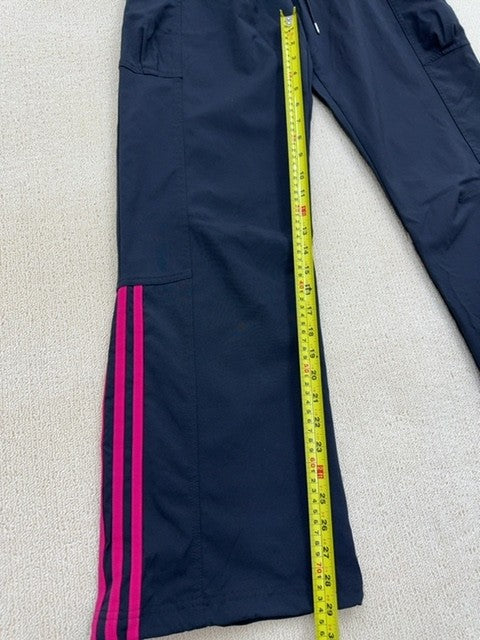 Adidas Women's Navy Track Pants Pink Stripes Side Pockets Size M