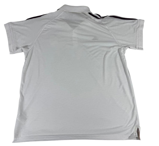 Retro Adidas Men's White Polo Shirt – Size L, Short Sleeve