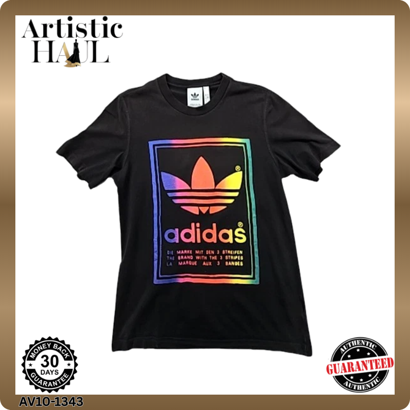 Adidas Men's Pride Rainbow T-Shirt XS Black Short Sleeve Cotton Blend