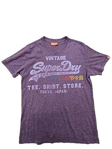 Superdry Vintage Logo Tokyo Men's L Purple Graphic Crewneck T-Shirt