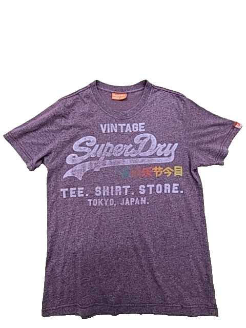 Vintage Superdry Men's Purple T-Shirt – Size L, Tokyo Crewneck tokyo crewneck
