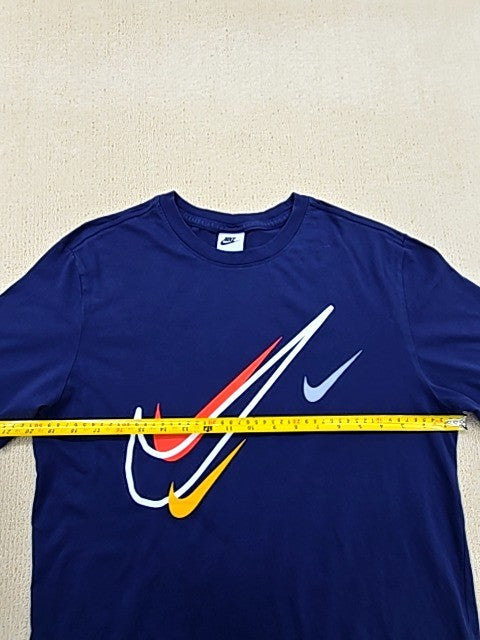 Nike Swoosh Navy M Short Sleeve 100% Cotton Crewneck T-Shirt