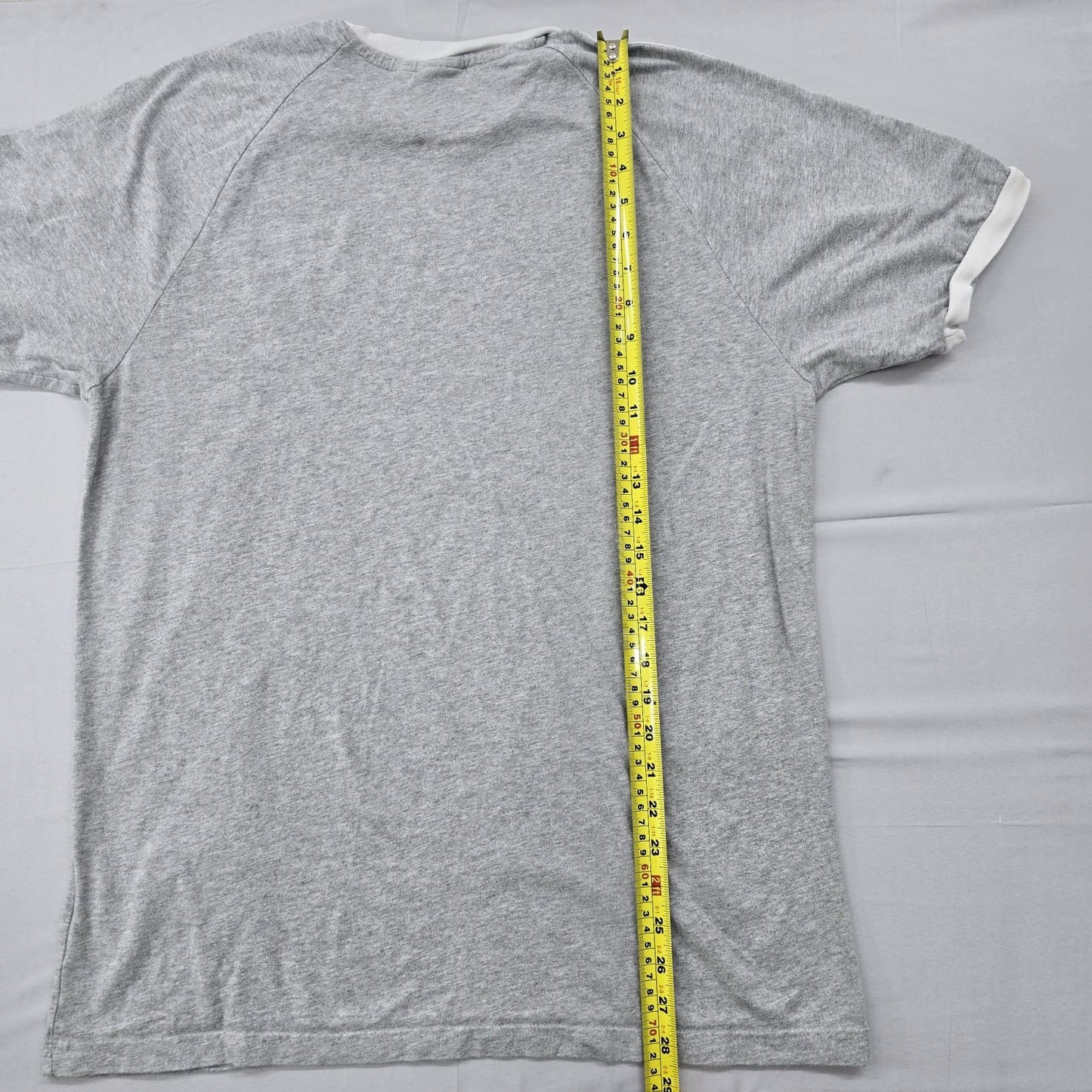 Adidas Men's Grey Striped Short Sleeve T-Shirt Size L Cotton Slim Fit