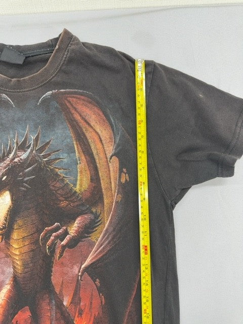 Spiral Black Dragon Fantasy Men's T-Shirt M Cotton Crew