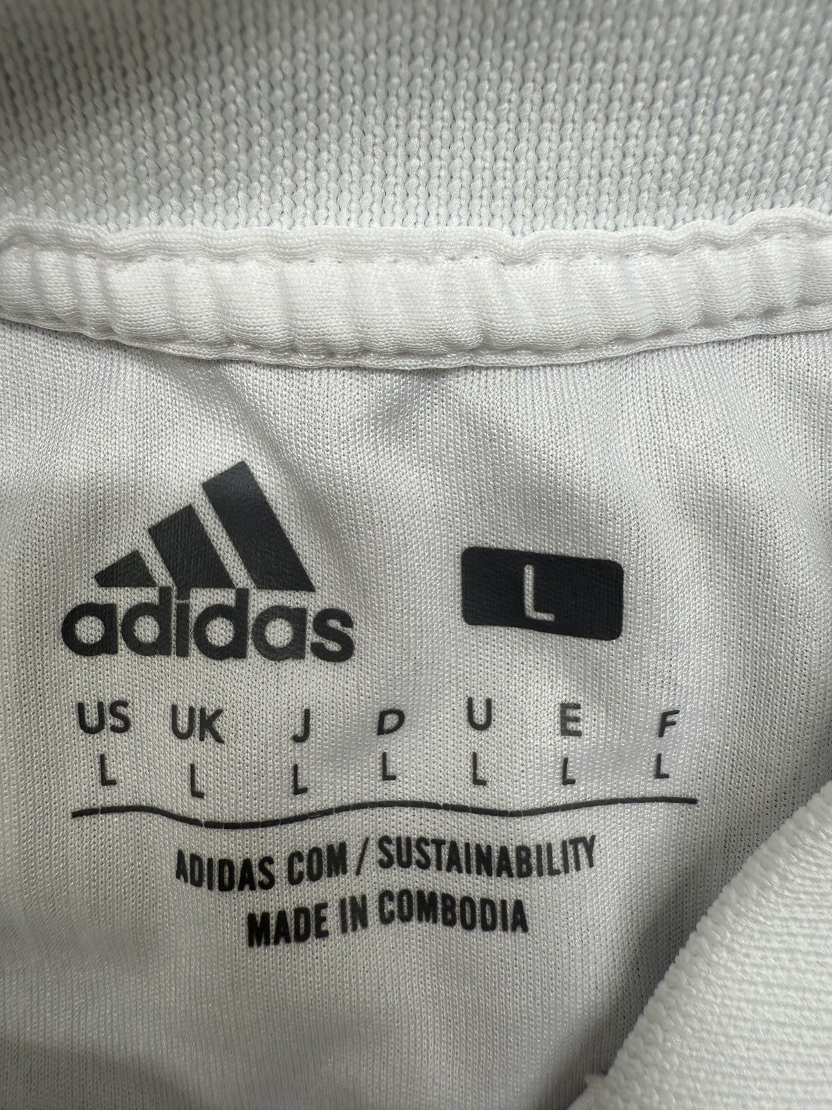 Adidas White Polo Jersey L Short Sleeve Unisex Adult Regular