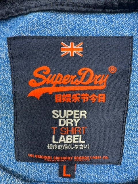Superdry Men's Japanese Blue L Short Sleeve Crew Neck T-Shirt M10007HODD1