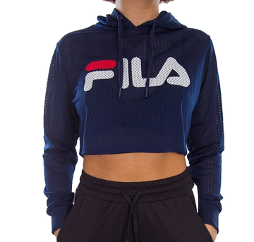 Women Fila Navy Mesh Hoodie Pullover Lightweight Breathable Sportswear Size M