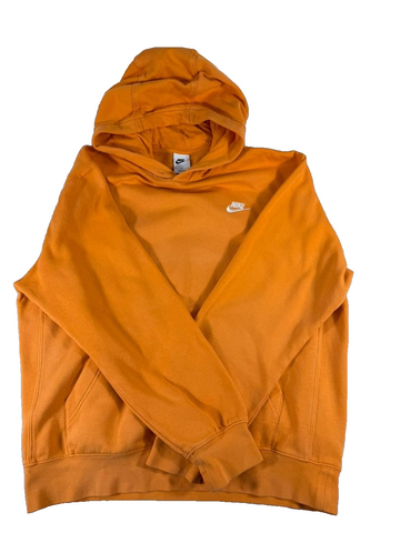 Nike Men’s Orange Pullover Hoodie Fleece Lined Sweatshirt Size M