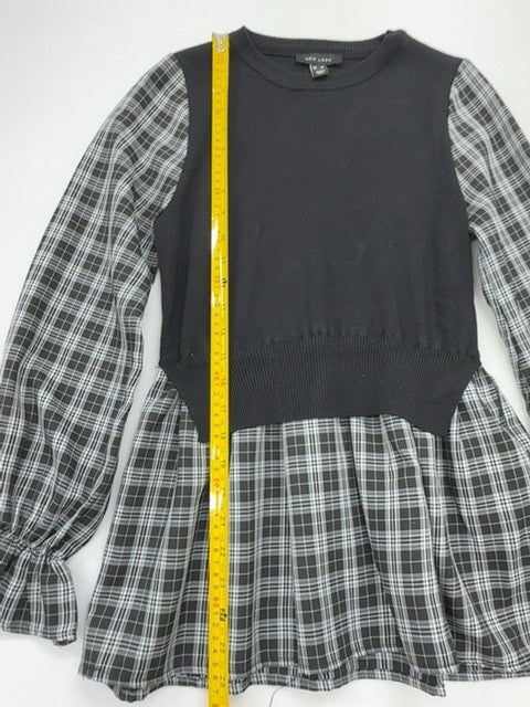 New Look Women's Black White Checkered Mixed Media Dress Size 6