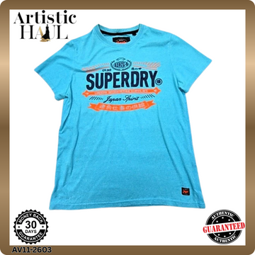 Superdry Men's Turquoise Japan Graphic T-Shirt Size L Short Sleeve