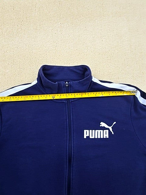 Puma Vintage Navy Blue Track Jacket XL Men Full Zip White Stripes