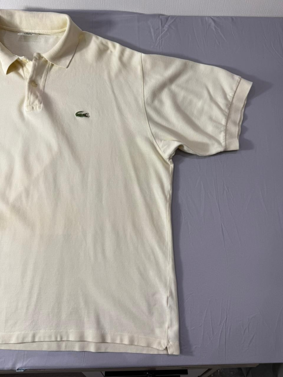 Lacoste Men's Polo Shirt Cream Short Sleeve Crocodile Logo Top 2XL