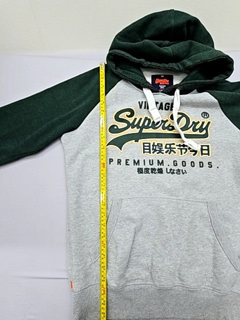 Superdry Men's Green Vintage Logo Hoodie Size L Relaxed Fit