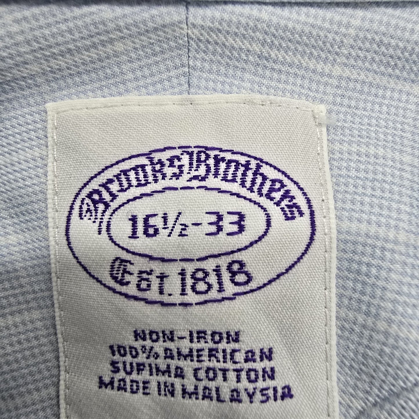Brooks Brothers Men's Light Blue Non-Iron Dress Shirt 16.5-33