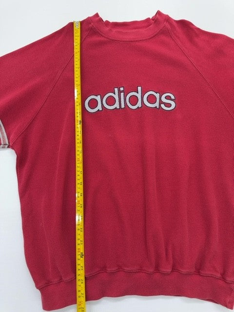 Adidas Unisex Kids Red Raglan Sweatshirt Size M Logo Graphic Pullover