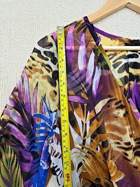 Spy Zone Exchange Maxi Dress M Floral Animal Print Chiffon Vintage