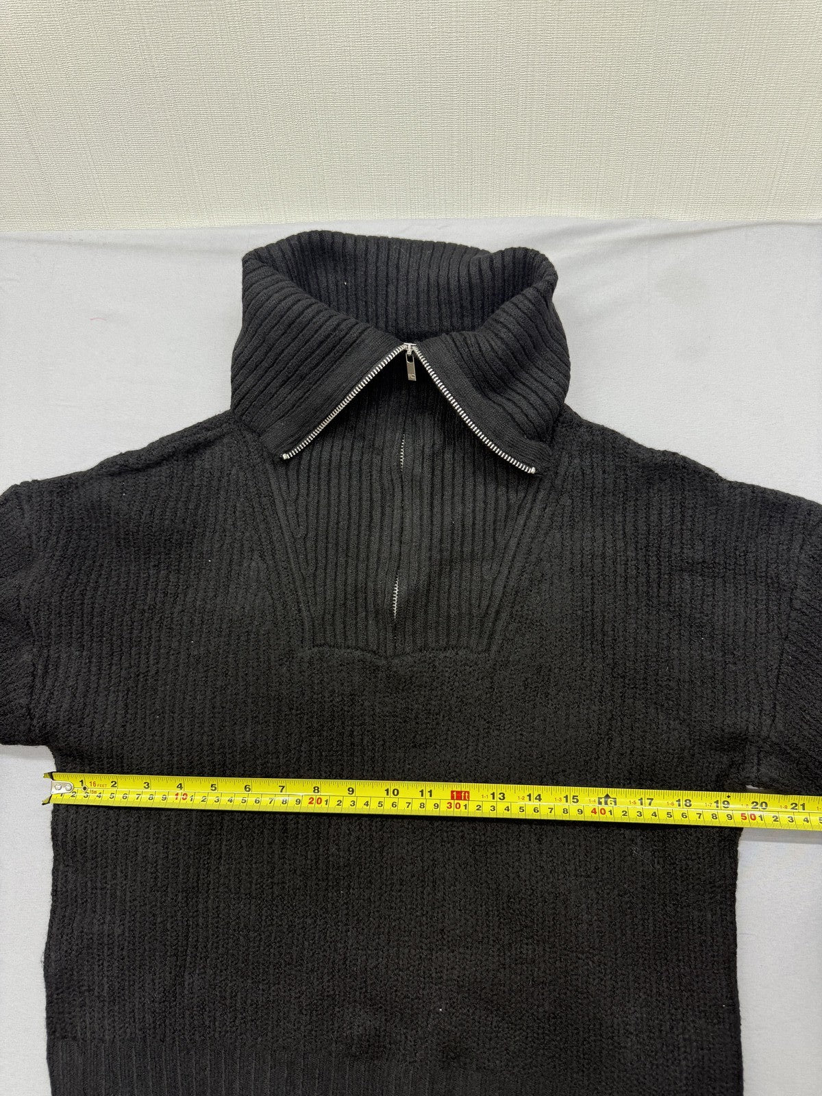 French Connection Women's Black Turtleneck Sweater M Ribbed Zipper Long Sleeve