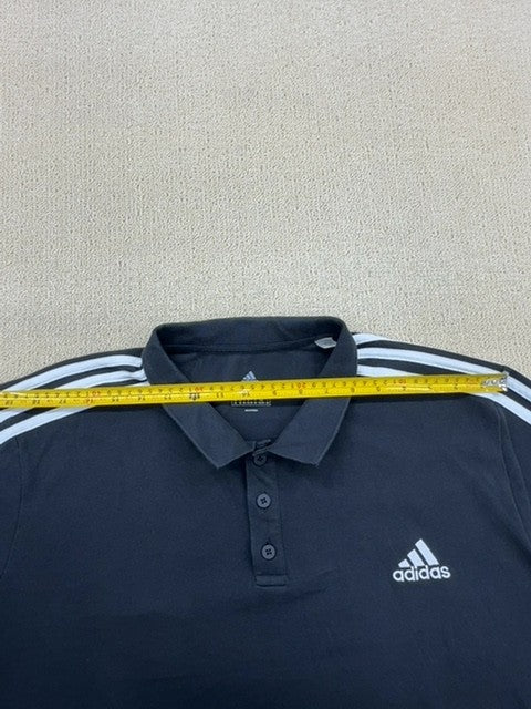 Adidas Men's Black Striped Athletic Polo Shirt Size 2XL Breathable