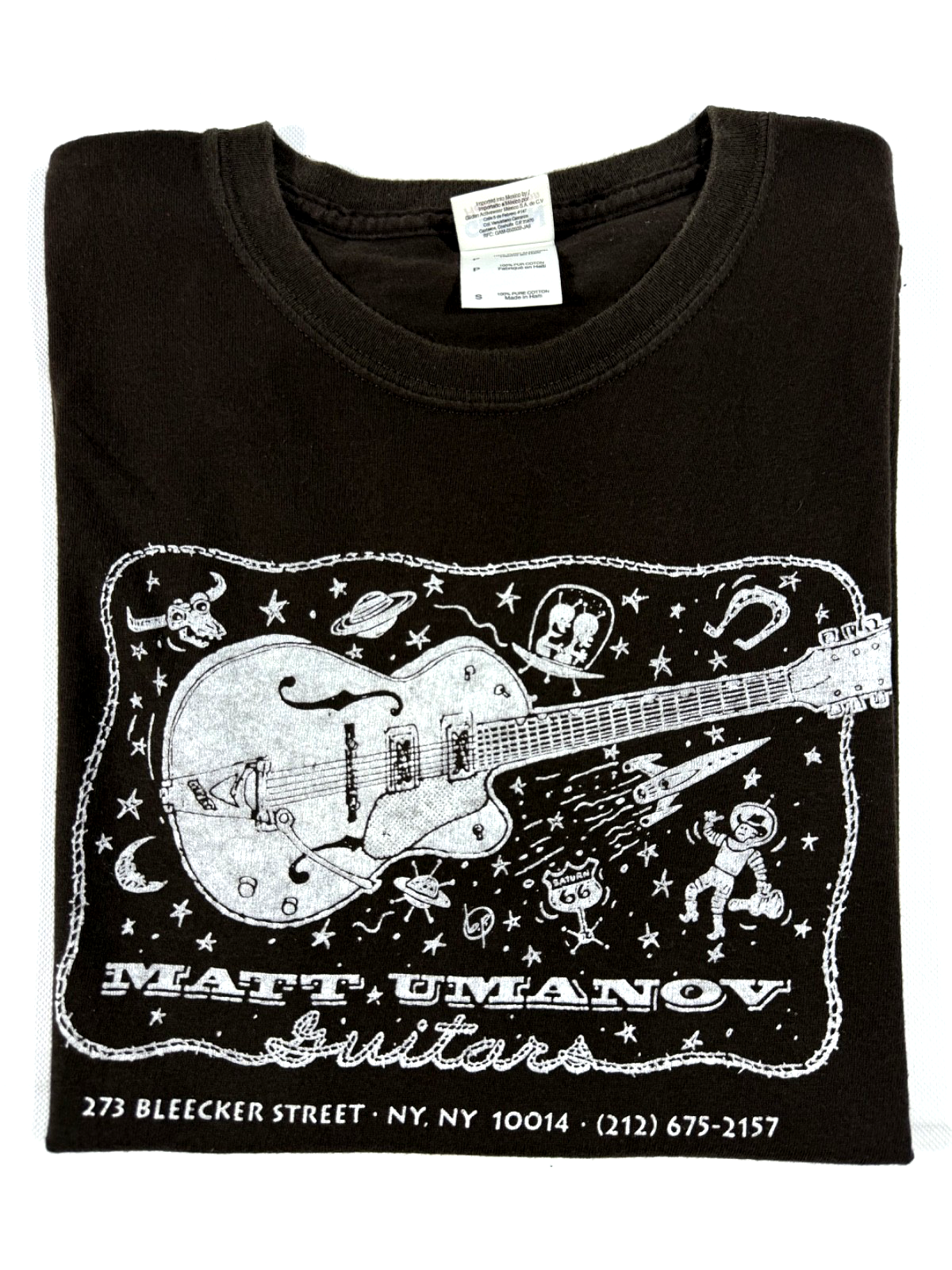 Matt Umanov Guitars T-Shirt Bleecker Street Nyc Black Printed On Gildan Small