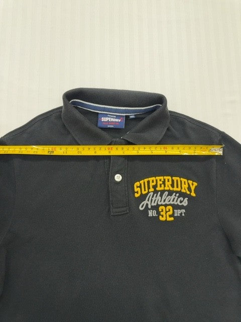 Superdry Men's Charcoal Embroidered Polo Shirt Size S