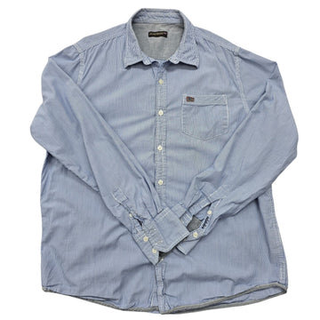 Napapijri Men's Blue White Pinstripe Cotton Shirt XL
