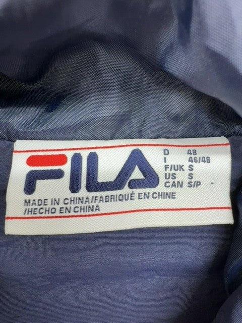Fila Navy Striped Zip Track Hoodie Unisex Size S 100% Polyester