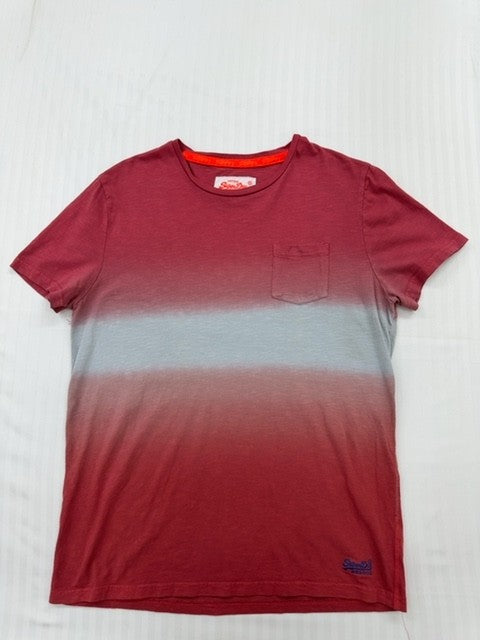 Superdry Men's Red Ombre T-Shirt XL Vintage Relaxed Fit