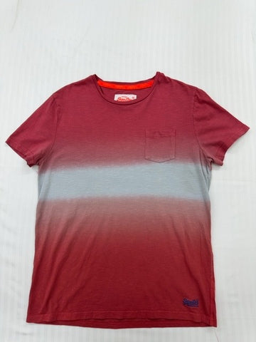 Superdry Men's Red Ombre T-Shirt XL Vintage Relaxed Fit