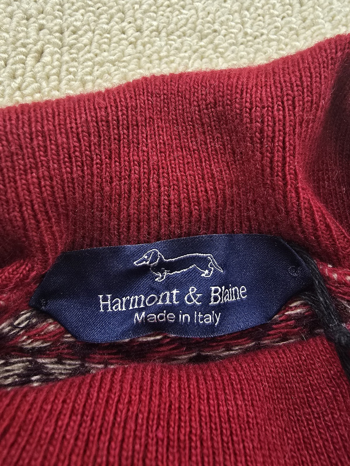 Harmont & Blaine Men's Burgundy Checkered Turtleneck Sweater Italy