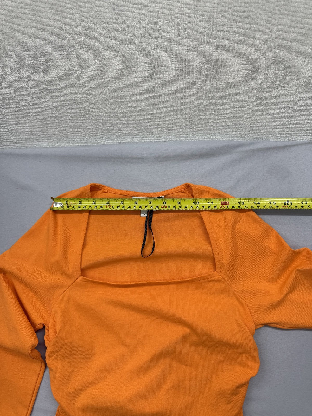 Milk It Orange Ruched Square Neck Long Sleeve Top Size 10