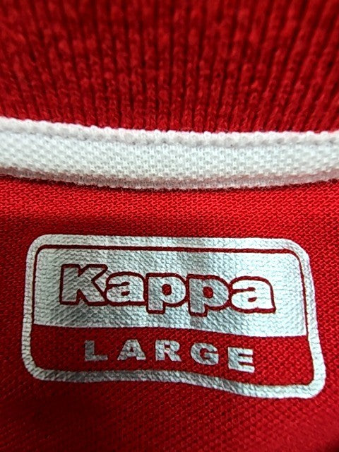 Kappa Men's Large Red Cotton Polo Short Sleeve Collared White Piping