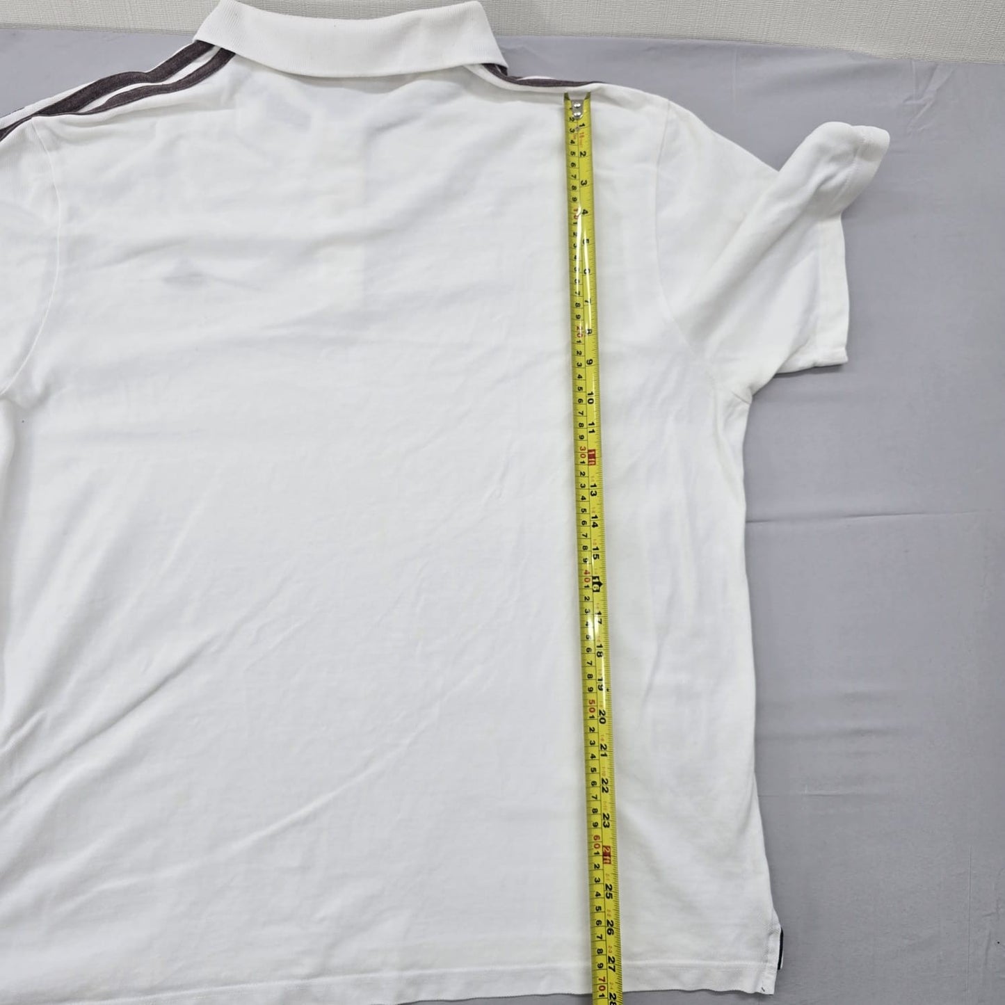 Adidas Men's White Stripe Polo Shirt Short Sleeve XL