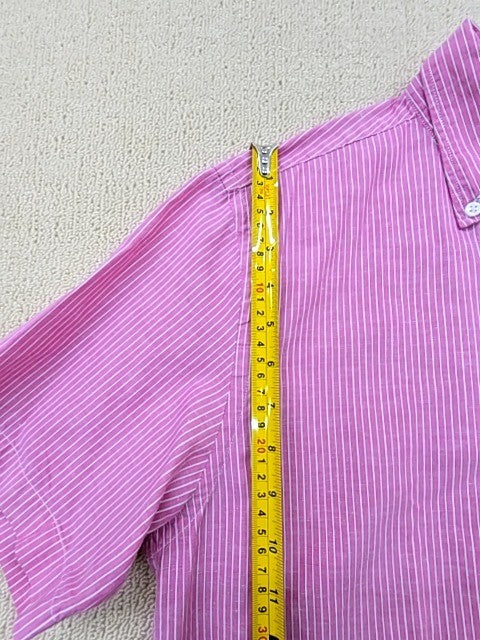 Tommy Hilfiger Men's Pink Stripe Short Sleeve Shirt Size M