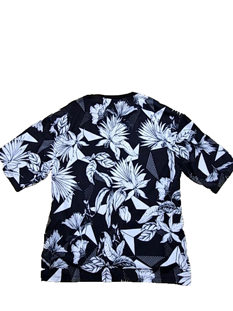 Adidas Women's Floral Black White T-Shirt Size S Short Sleeve