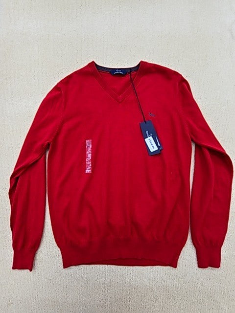 Harmont & Blaine Men's Red Sweater – Size L, Long Sleeve, V-Neck