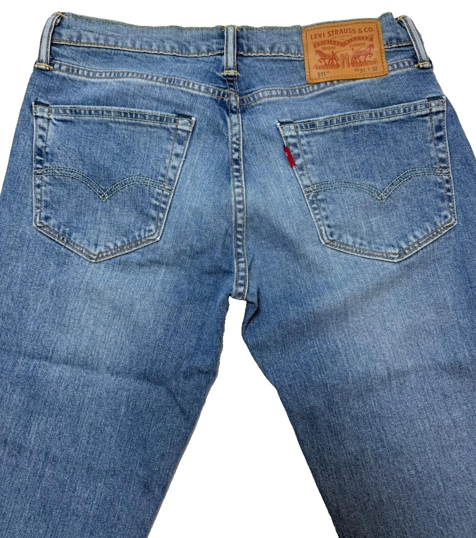 Levi's 511 Jeans Adult 31X32 Blue Denim Medium Wash Straight Trousers Men