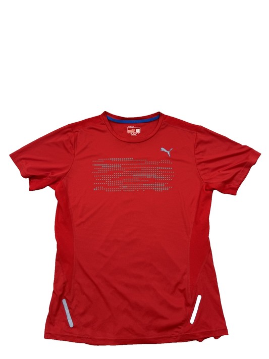 Puma Men's Red T-Shirt – Size L, Short Sleeve