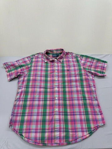 Ralph Lauren Men's Multi Plaid Short Sleeve Flannel Sport Shirt XXL