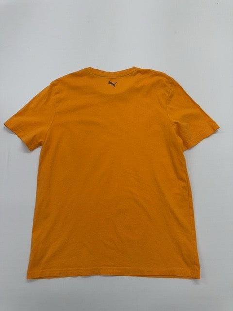 Puma Men Orange Logo Crew Neck T-Shirt Size XXL Regular Fit Cotton Jersey