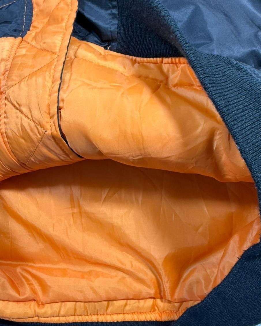 M-Tramp Men's Black Ma-1 Bomber Jacket Orange Lining Flight Pocket Full Zip S/XL