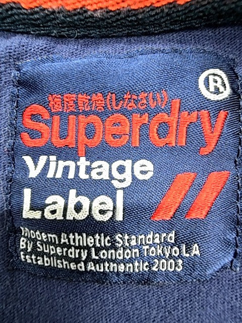 Superdry Vintage Label Navy L Men's Cotton T-Shirt Relaxed Fit Logo