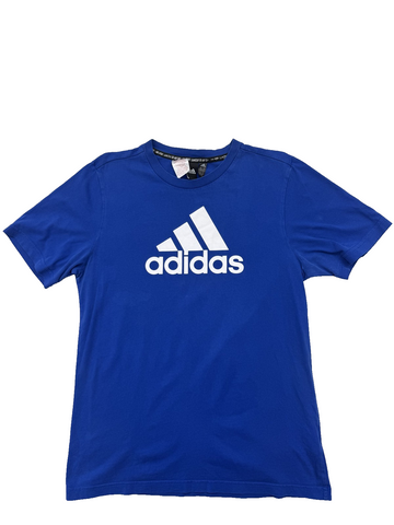 Adidas Men's Blue Logo Cotton T-Shirt XL Regular Fit Short Sleeve