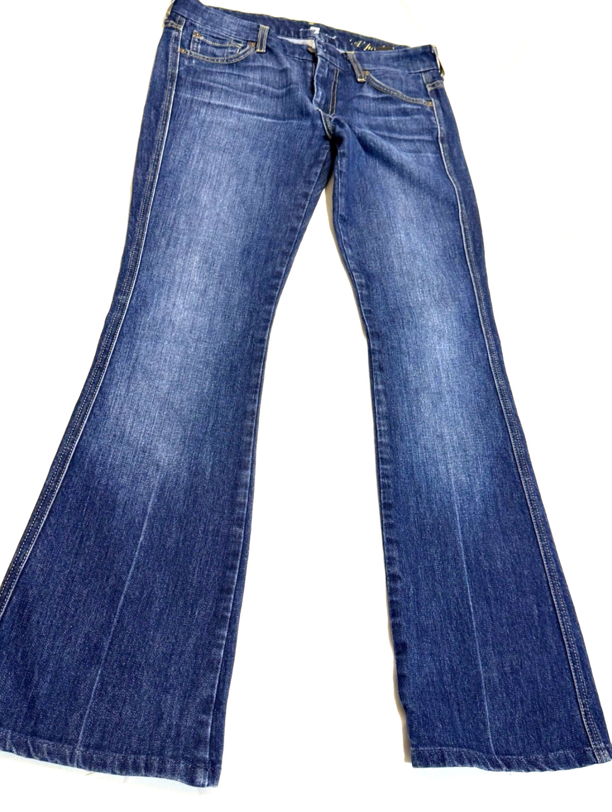 Vintage 7 For All Mankind Jeans Women's 27 A Pocket Flare Dark Y2K Low Rise