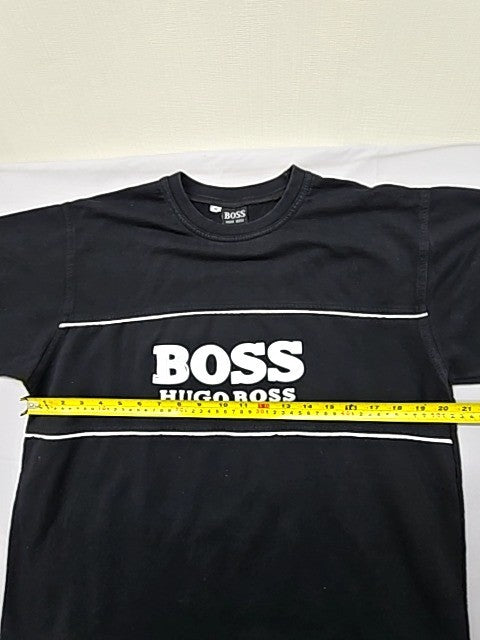 Boss Men's Black Logo Graphic Striped T-Shirt M Regular Cotton